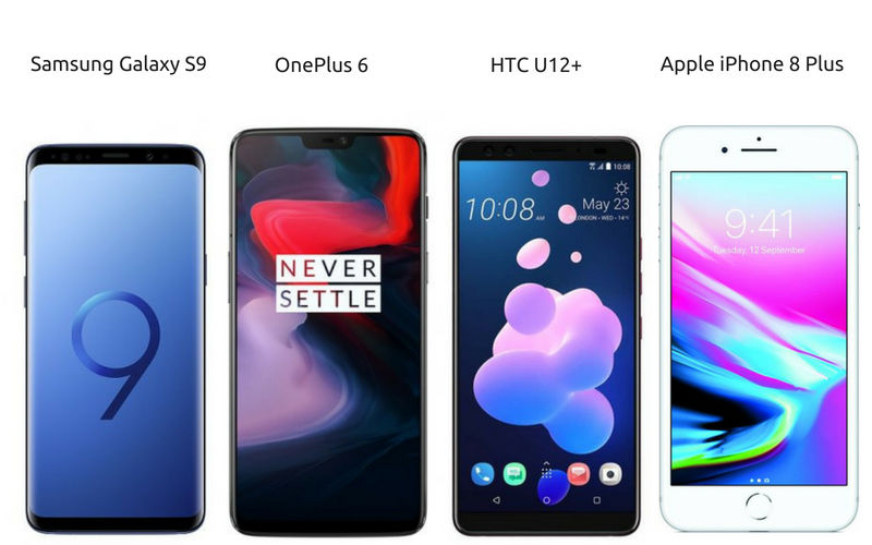 Oneplus 6 Vs Htc U12 Plus Vs Samsung Galaxy S9 Vs Iphone 8 Plus Price In India Specifications Features Mysmartprice