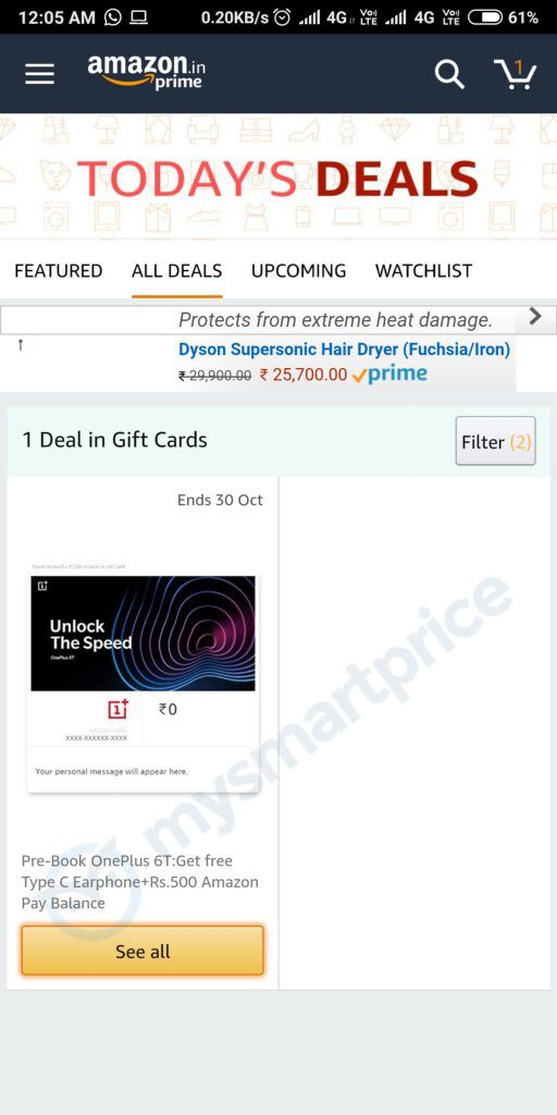 OnePlus 6T Pre-Booking Amazon India