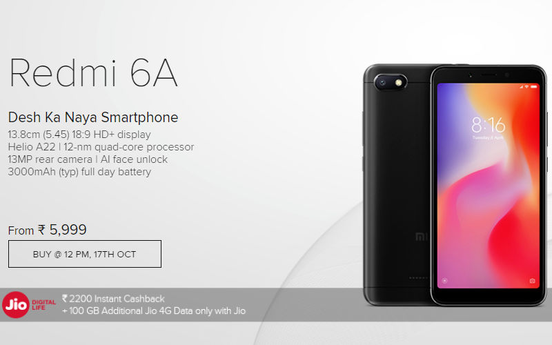 Xiaomi Redmi 6A Flash Sale