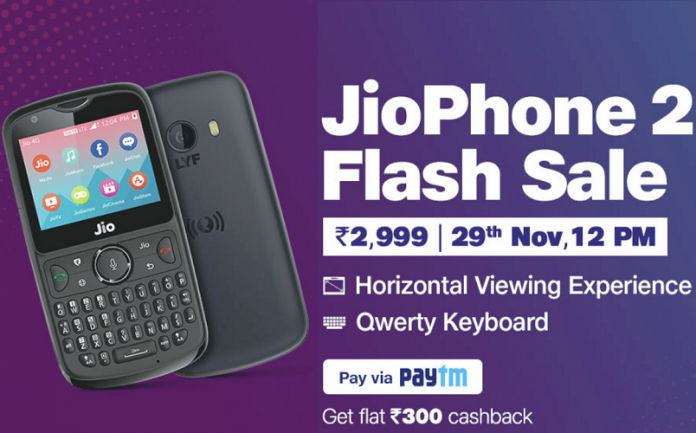 Jiophone 2 To Go On Sale With Flat Rs 300 P!   aytm Cashback Offer Today - jiophone 2 flash sale 29 11 2018