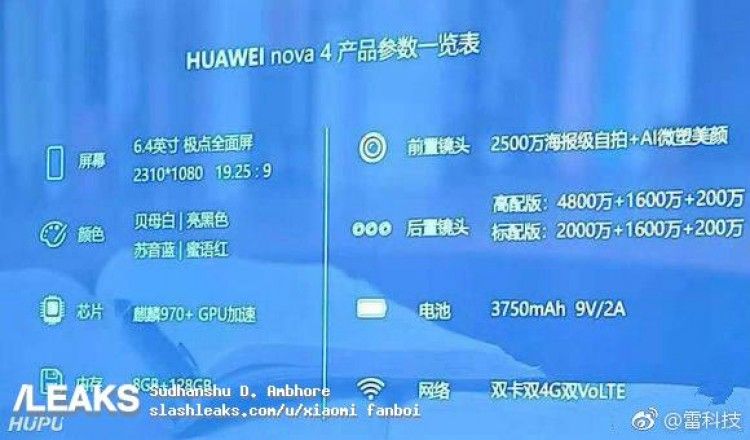 Huawei Nova 4 Slashleaks