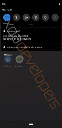 Android Q Pixel 3 XL Dark Mode Quick Setting Toggles Contracted