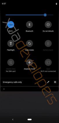 Android Q Pixel 3 XL Dark Mode Quick Setting Toggles Expanded