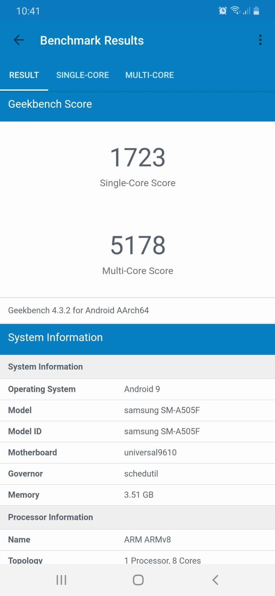 Samsung Galaxy A50 Benchmark Screenshot 01