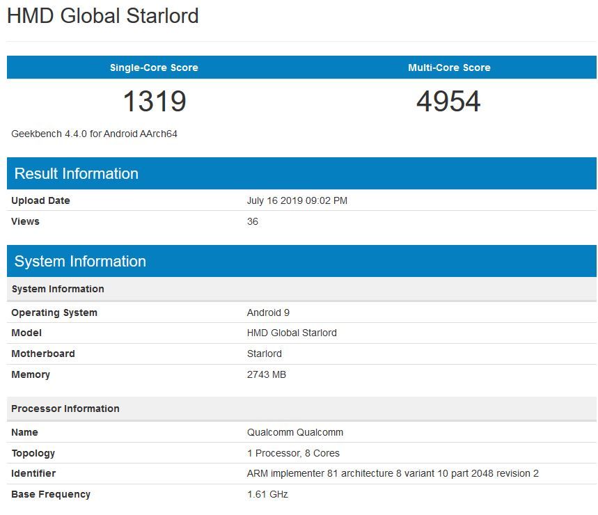 Nokia Starlord Geekbench