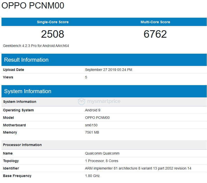 OPPO K5 Geekbench