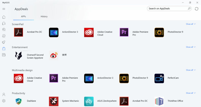 ASUS ZenBook Duo UX481FL - MyASUS App AppDeals ScreenPad Apps