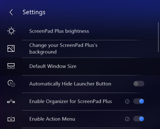 ASUS ZenBook Duo UX481FL - ScreenPad Plus Settings - 01
