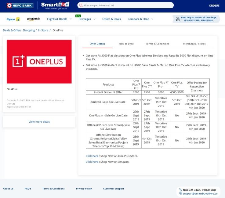OnePlus 7T Launch Date Leak HDFC Bank Listing