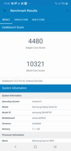 Samsung Galaxy Note 10+ Geekbench 4 Pro Score