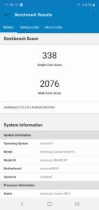Samsung Galaxy Note 10+ Geekbench 5 Score