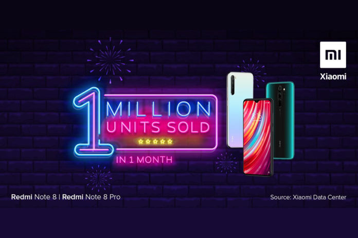 Xiaomi sells more than one million units of Redmi Note 8 and Redmi Note 8 Pro in India in one month