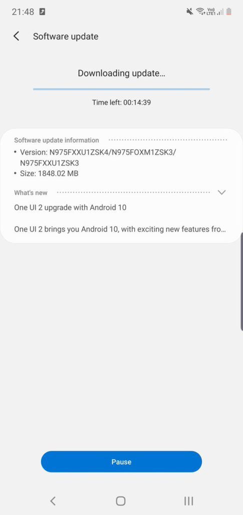 ui 2.5 update note 10 plus