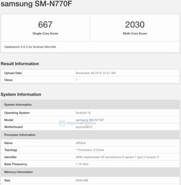 galaxy note 10 geekbench 5