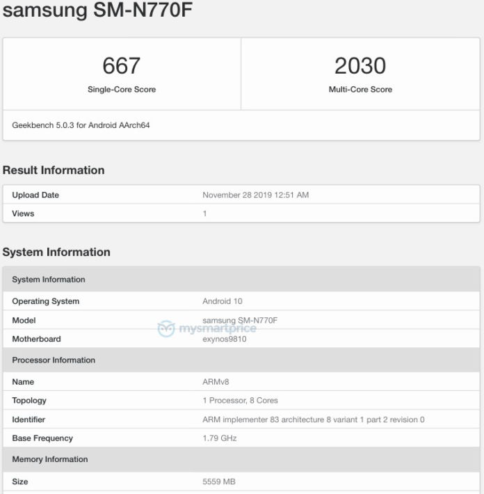 geekbench 5 note 10 plus