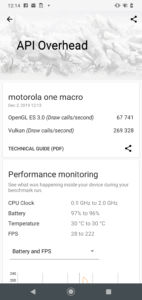 Motorola One Macro Software UI - 3DMark API Overhead Benchmark Score
