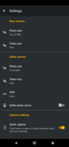 Motorola One Macro Software UI - Camera App Settings 01