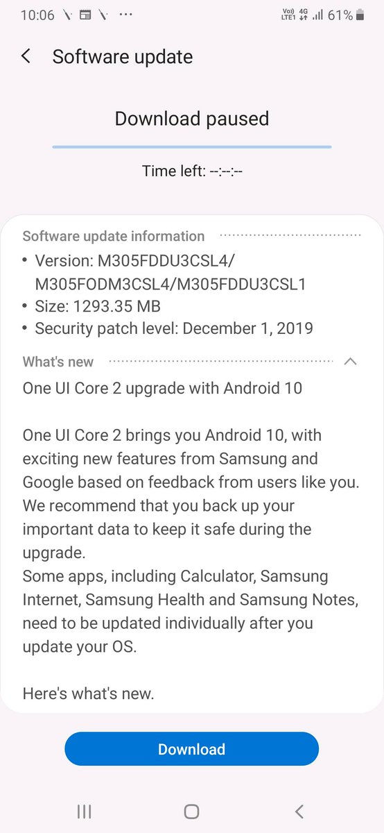 Update M30 Android Is 10