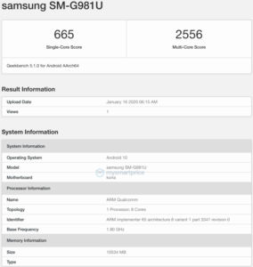 galaxy s20 geekbench 5