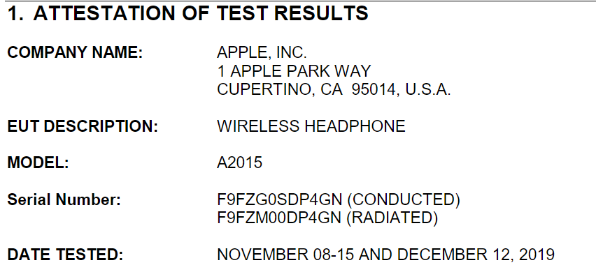 Apple Powerbeats 4 FCC