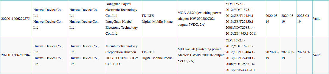 huawei play 9a 3c certifications