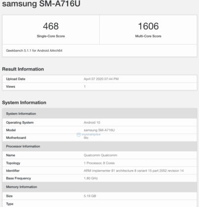 samsung galaxy a71 geekbench