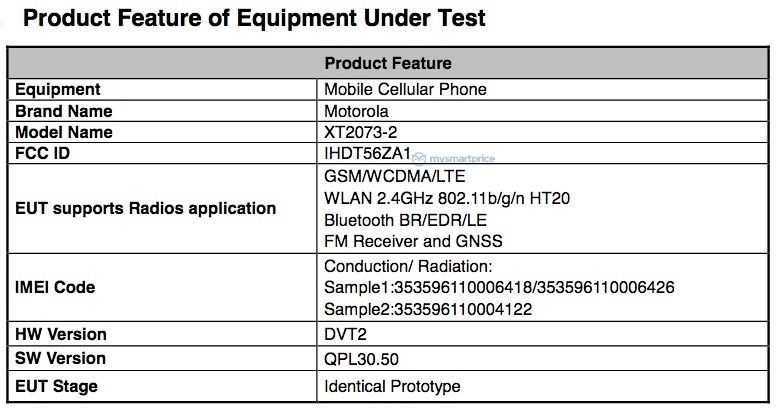 Motorola XT2073-2 FCC Certif