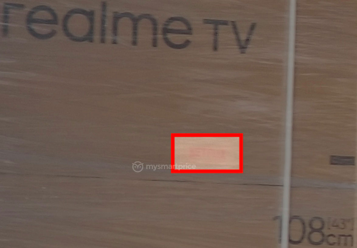 Netflix logo on Realme TV's retail packaging box
