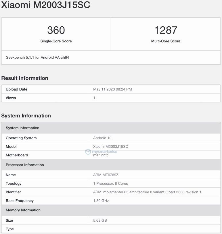 Redmi 10x Geekbench