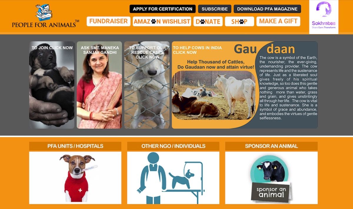 Maneka Gandhi People for Animals Website