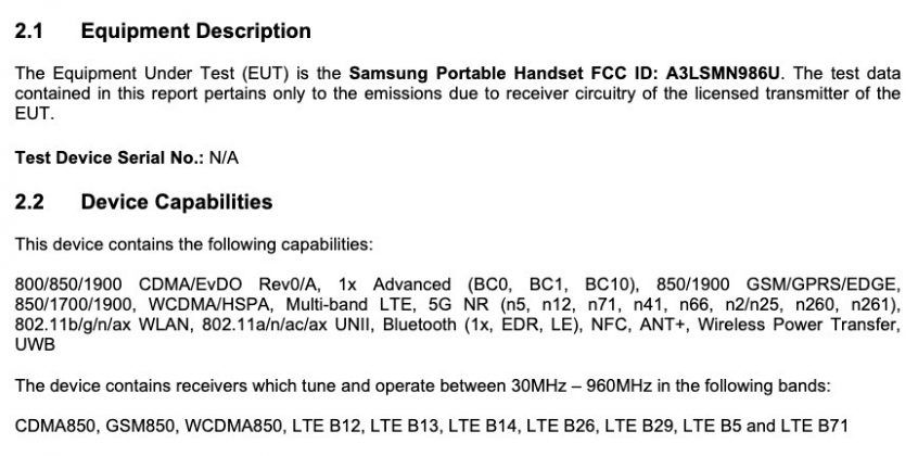 Galaxy Note 20 Plus (SM-N986U) FCC 5G