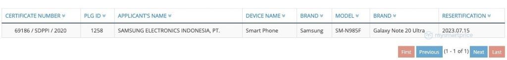 Samsung Galaxy Note 20 Ultra Indonesia telecom
