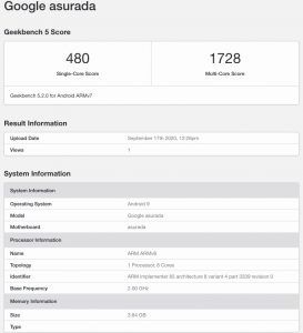 Google-Asurada-Geekbench