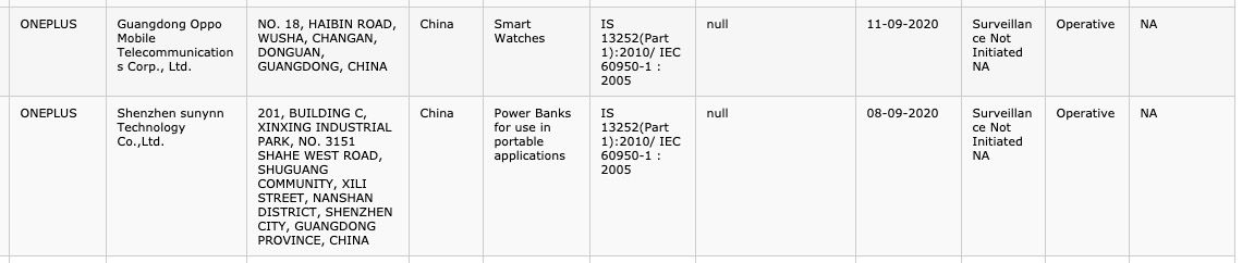 OnePlus Watch and OnePlus power bank BIS