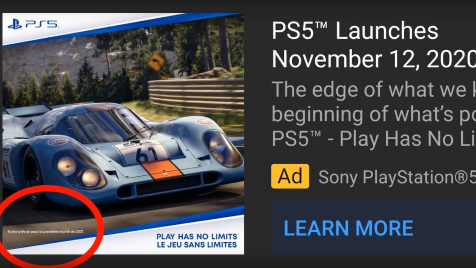 Gran Turismo 7 PS5 Youtube advertisement