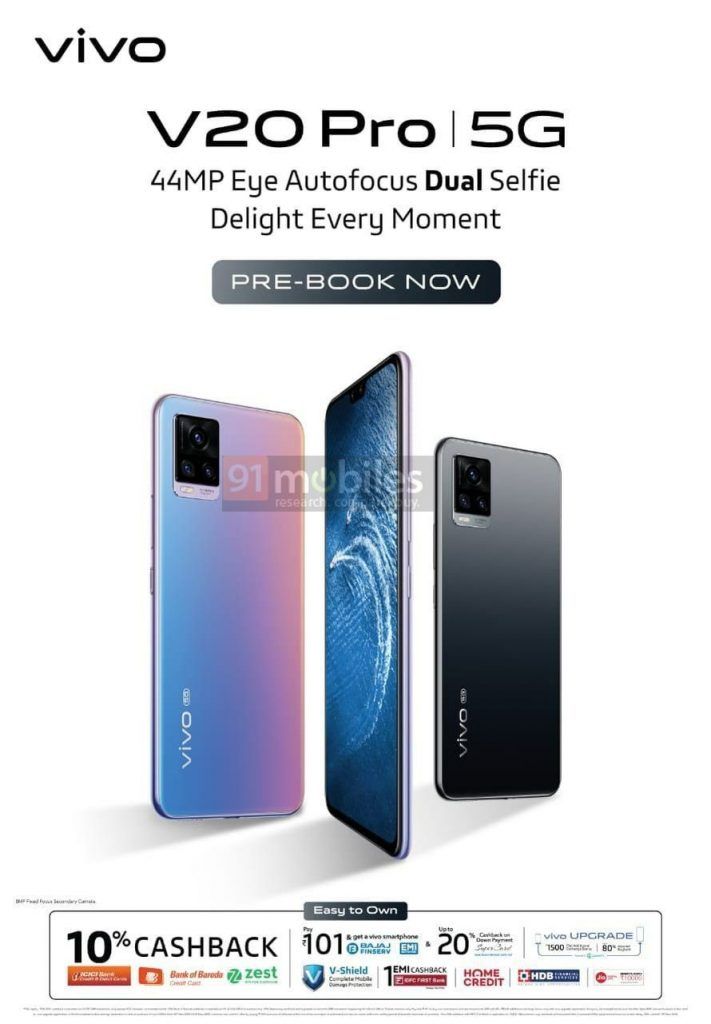 Vivo V20 Pro 5g India Price Revealed Pre Booking Details Offers Leaked Ahead Of Launch Mysmartprice