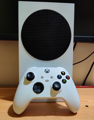 Xbox Series S Indian Retail Unit side view with controller