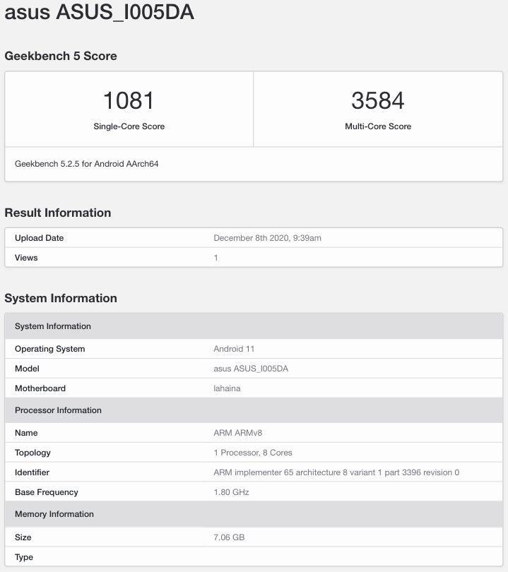 Alleged Asus ROG phone 4 visits Geekbench