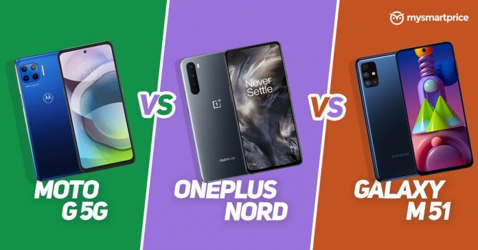 Moto g 5G vs OnePlus Nord vs Samsung Galaxy M51