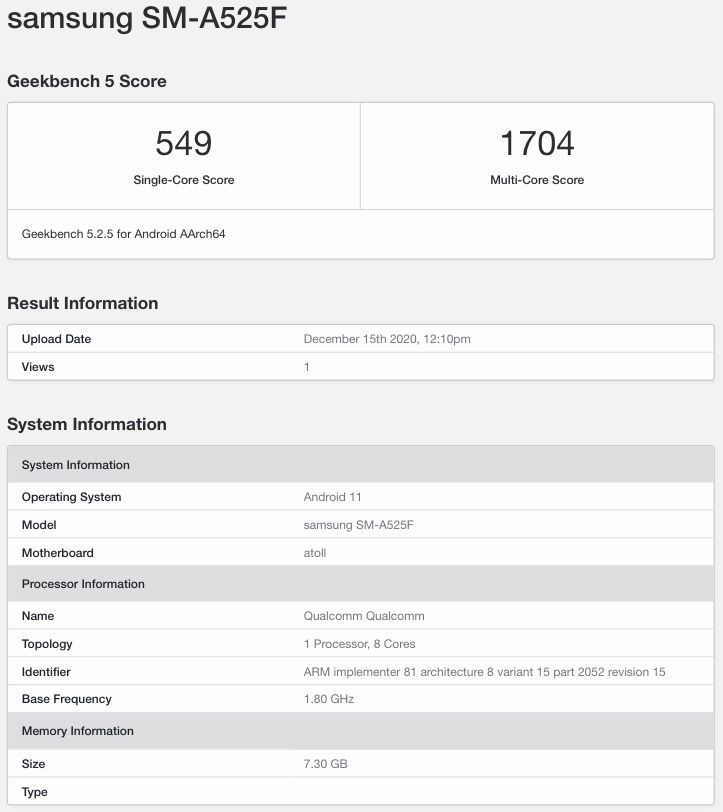 galaxy a52 model number