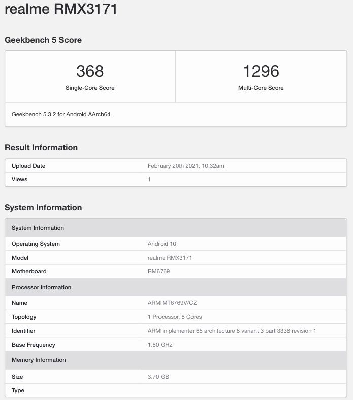 realme narzo 30a processor