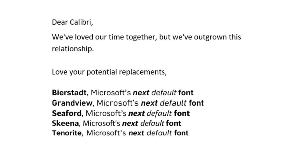 Calibri MS Office fonts
