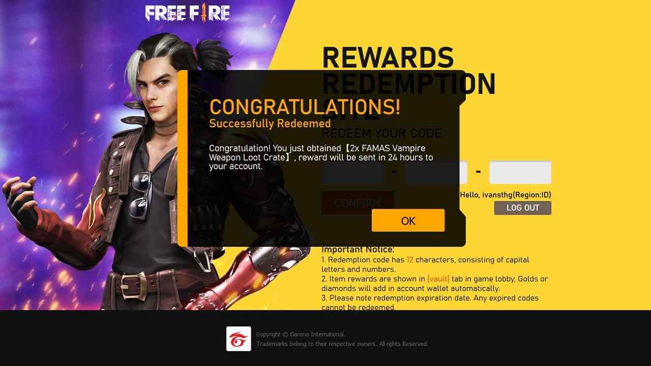 Latest Free Fire FF Redeem Code January 6th, 2023. Get the Rewards