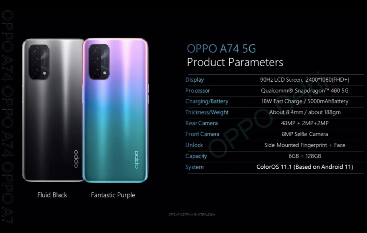 specs of oppo a74 5g