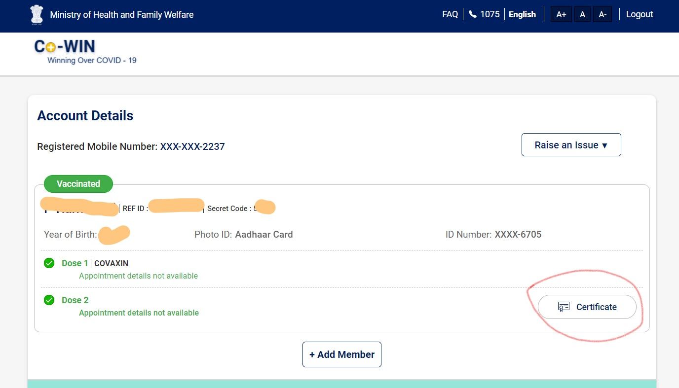 vaccine certificate cowin
