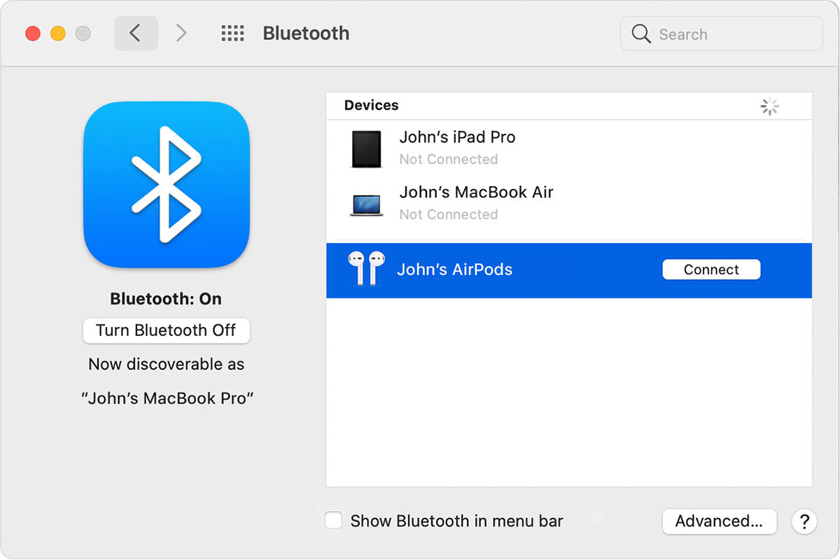 connect bluetooth to macbook