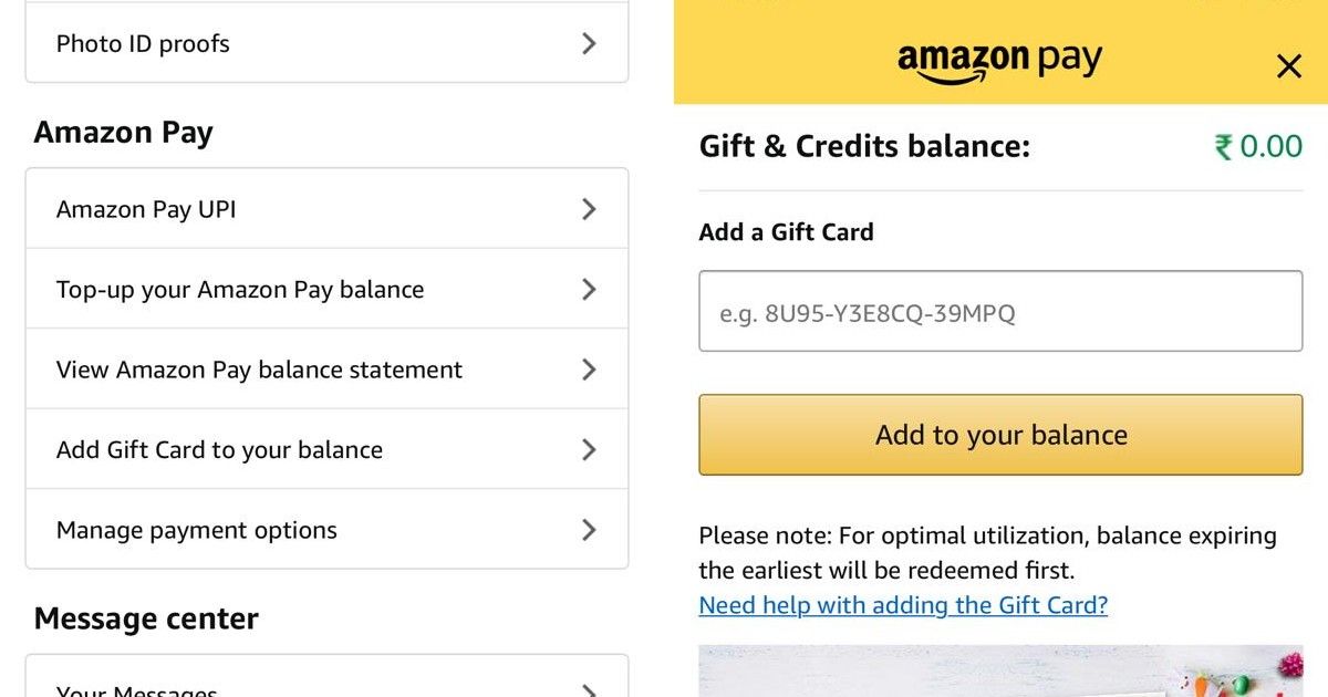 Amazon Pay Gift Card: How to Add or Redeem Gift Card and Check Balance on Amazon App and Website