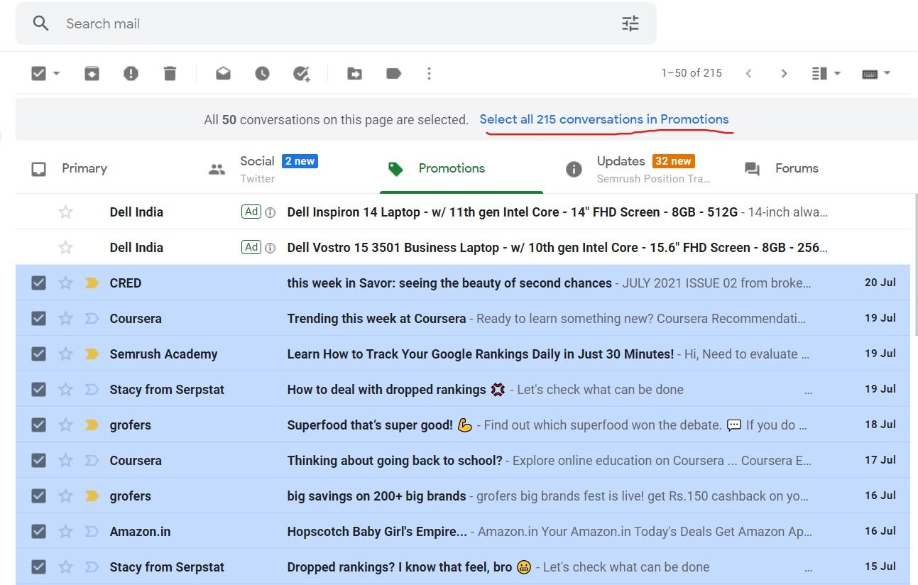 clean email gmail