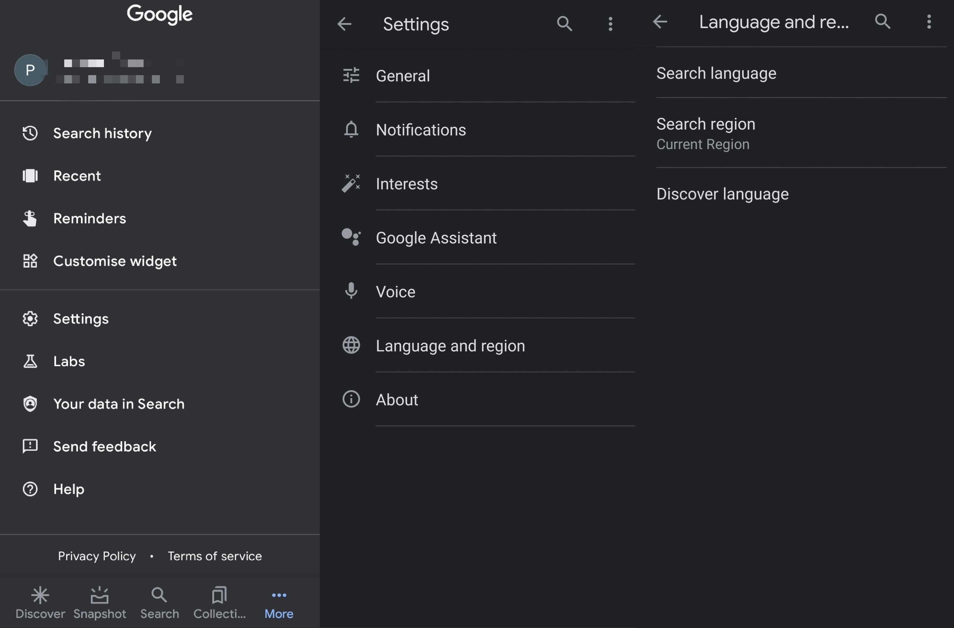 google search language change