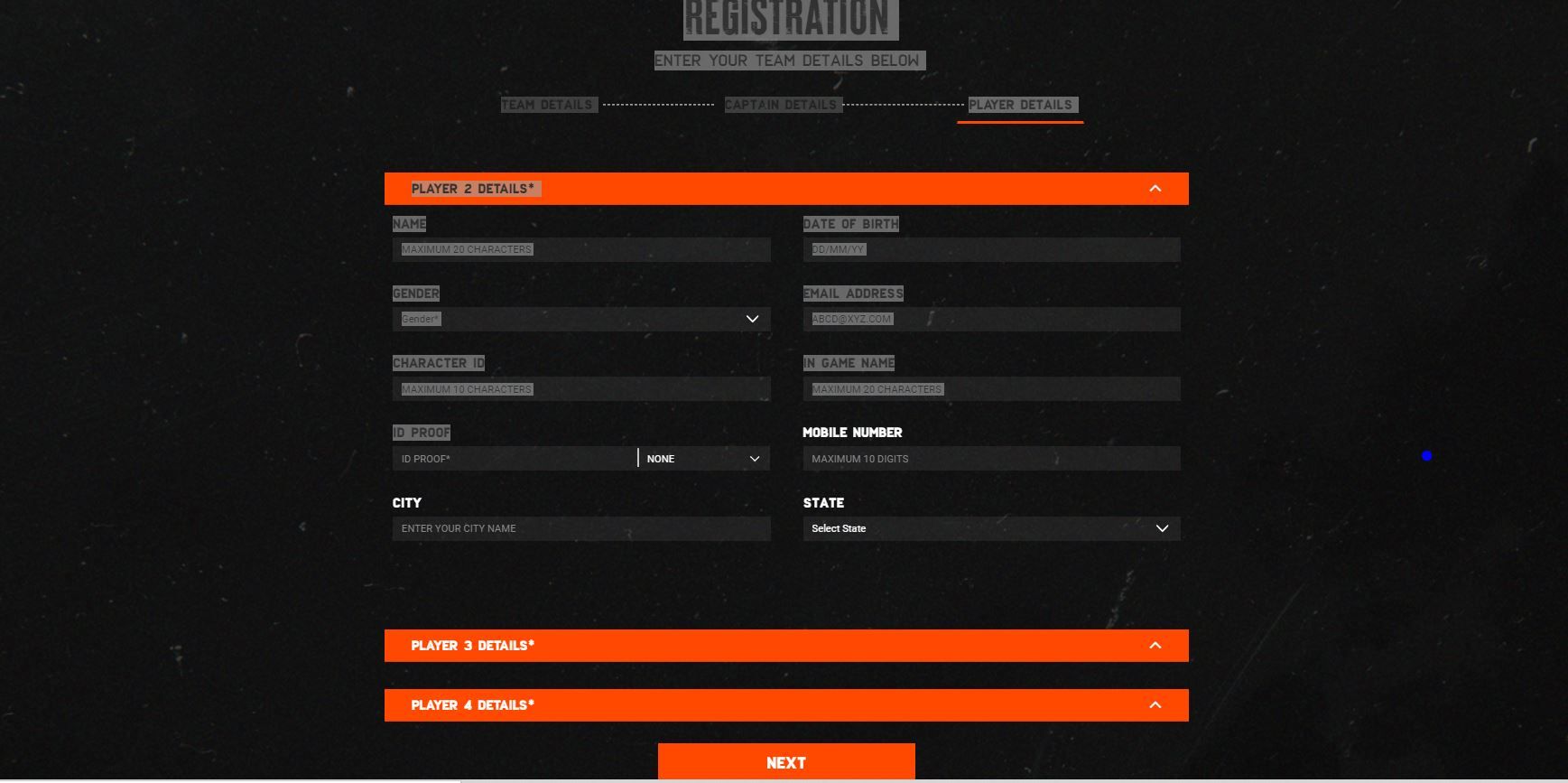 BGIS Tournament Registrations